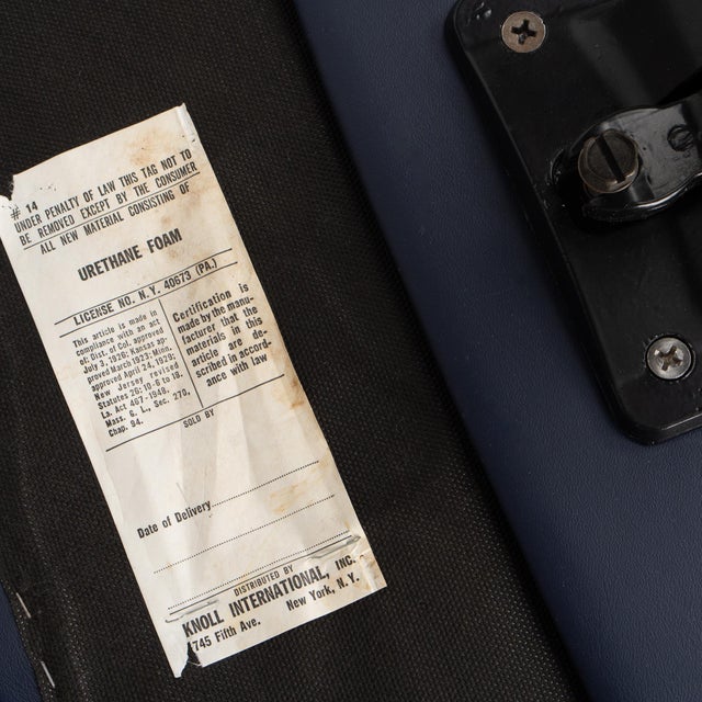 Saarinen Executive Arm Chair in Ink Blue Leather on Stainless Steel Base by Knoll For Sale - Image 9 of 9