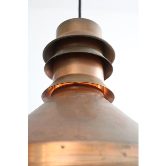 Vintage Danish Industrial Pendant Lamp in Copper, 1960s For Sale - Image 6 of 8