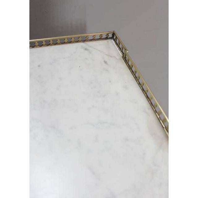 18th Century Louis XVI Secretary in Mahogany, White Marble, and Brass For Sale - Image 3 of 18