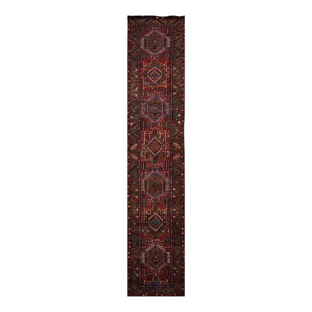 1960s Vintage Persian Heriz Runner Rug 2’10” X 14’5″ For Sale
