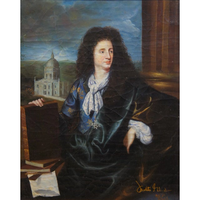 Jules Hardouin Mansart Architecht Portrait Painting After Hyacinthe Rigaud For Sale - Image 4 of 10