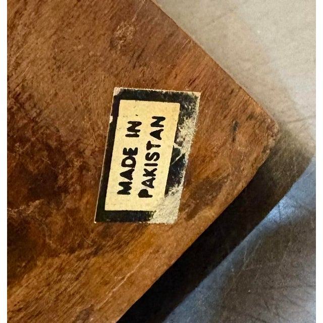 1920s-30s art deco wood hinge-top box w/ original key and gold accents. Made in Pakistan. Excellent condition.