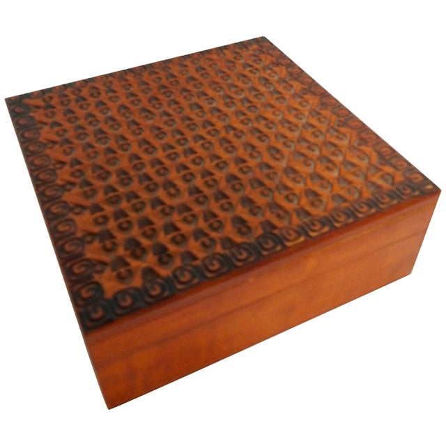 Brown Hand-Carved Wooden Box From Poland For Sale - Image 8 of 8