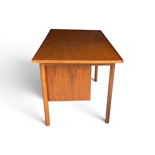 Restored Danish Modern Writing Desk With Sliding Cabinet & Tapered Legs For Sale - Image 13 of 17