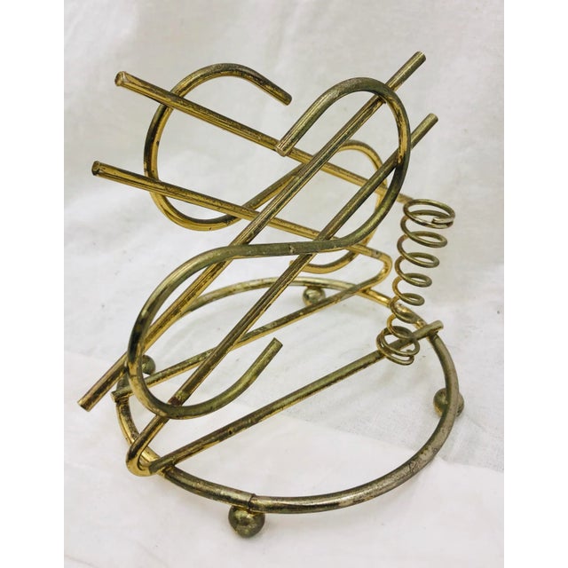 Metal Vintage Gold Brass Bill Holder For Sale - Image 7 of 7