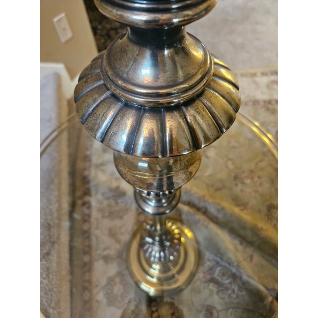 Vintage Brass & Glass Table Floor Lamp For Sale - Image 11 of 11