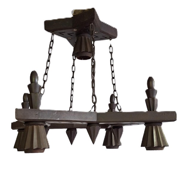Vienna Secession Cubist Chandelier, 1890s For Sale - Image 3 of 8