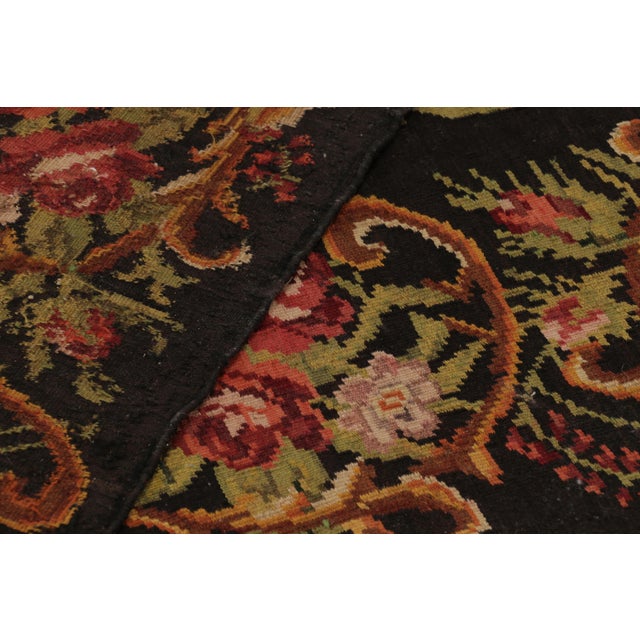 Black Vintage Bessarabian Kilim, Grand Rose Floral Bouquets Over Black - Rug & Kilim For Sale - Image 8 of 8