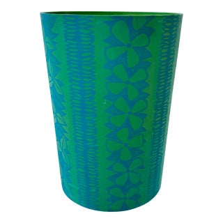 1960s Tiki Hawaiian-Style Blue and Green Wastebasket For Sale