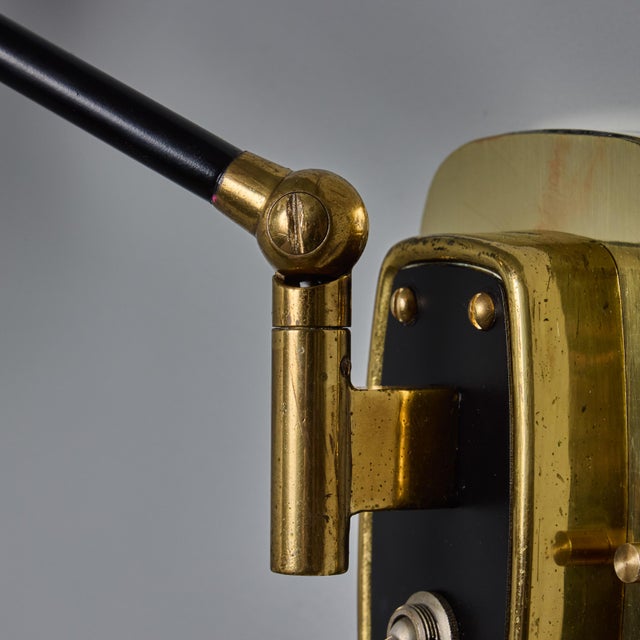 1950s Stilnovo Perforated Black Metal and Brass Sconce With Stamped Label For Sale - Image 15 of 17