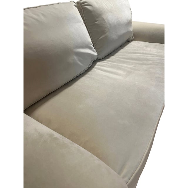 Textile Classic White Velvet Sofa With Nailhead Trim – 83.5” Traditional Couch For Sale - Image 7 of 11
