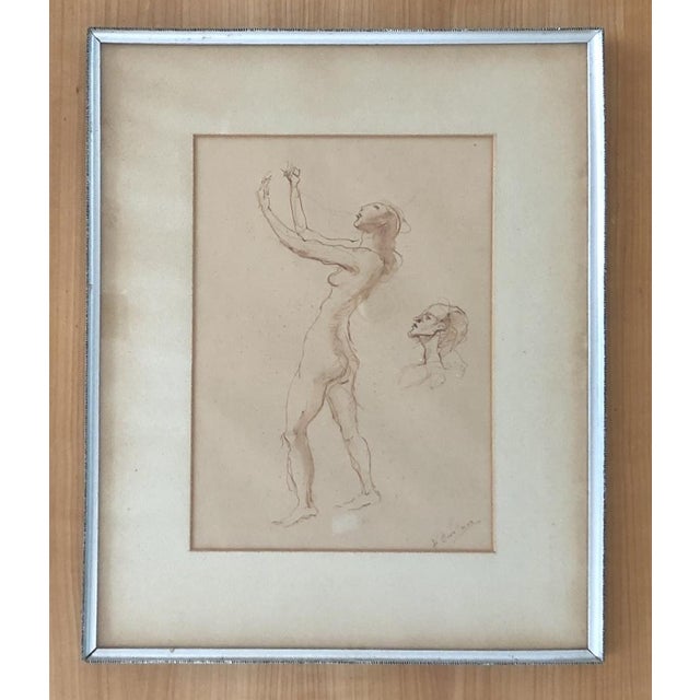 Henrique Cavalleiro, Esquisse de nu, Sanguine on Paper, Framed For Sale - Image 9 of 9