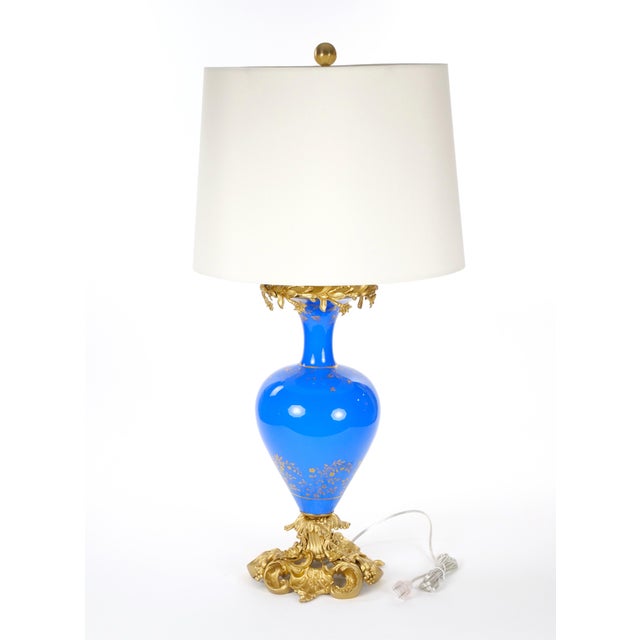 Antique French Painted Glass Table Lamps Gilt Bronze Mounts, Mid 19th Century For Sale - Image 12 of 12