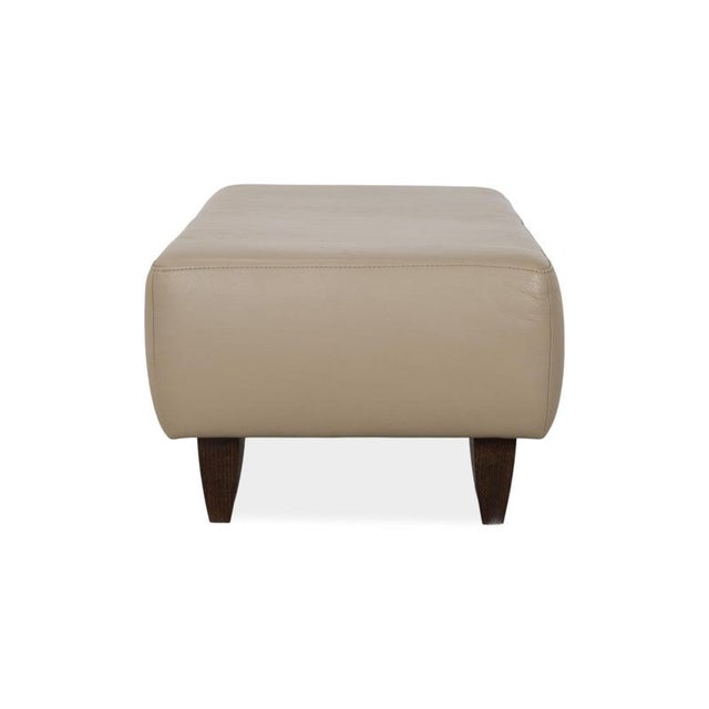 Beige Beige Leather and Wood Ottoman from Musterring For Sale - Image 8 of 9