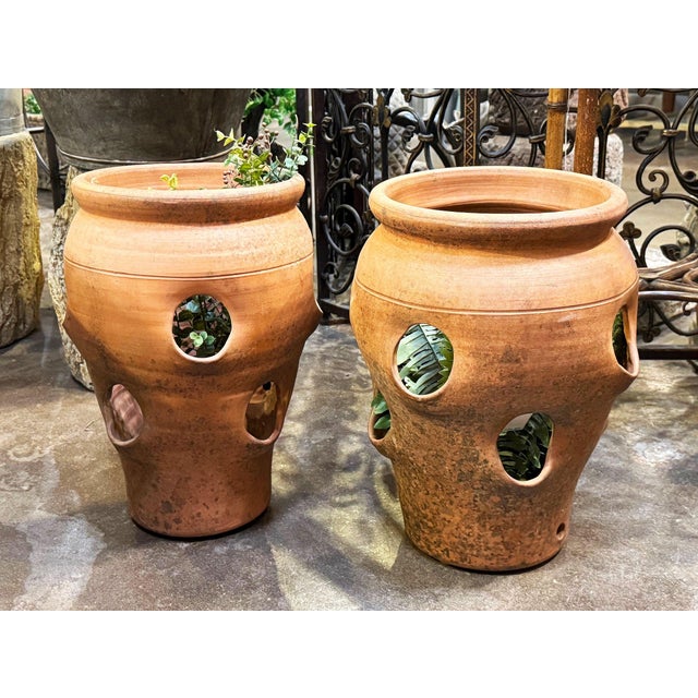 English English Strawberry Planter Pots of Terracotta - Two Available For Sale - Image 3 of 8
