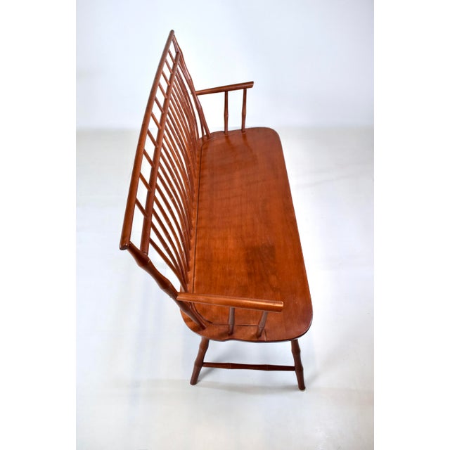 Wood Vintage American Birdcage Windsor Bench, 1990's After Nichols & Stone For Sale - Image 7 of 14