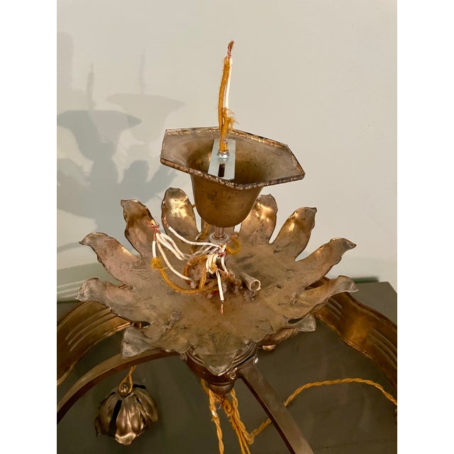 1910s Large Brass Early 20th Century Brass 7-Light Chandelier For Sale - Image 5 of 8