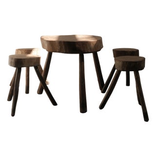 Brutalist Coffee Table with Stools, 1960s, Set of 5 For Sale