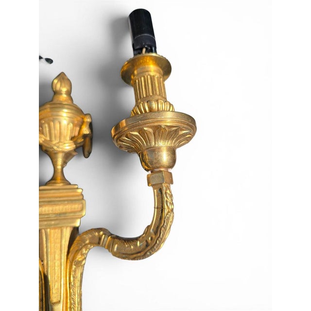 Metal French Gilt Bronze Wall Sconces, Early 20th Century, Set of 2 For Sale - Image 7 of 11
