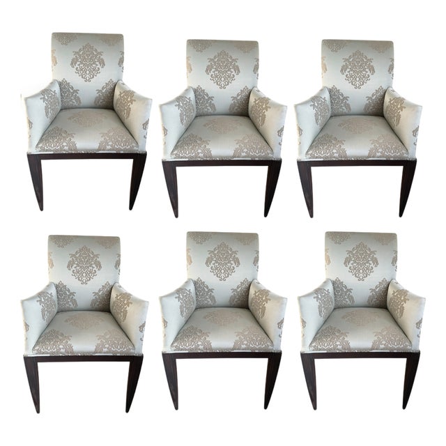 Dessin Fournir Modern Dining Arm Chairs- A Set of 6 For Sale