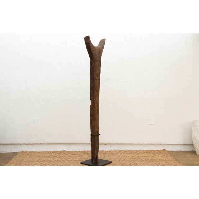Brown Antique Bamileke House Post Sculpture For Sale - Image 8 of 13