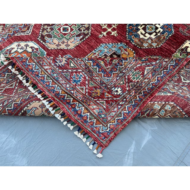 Red Memling Gul Kazak Hand-Knotted Wool Rug - 5'4" X 8'3" For Sale - Image 14 of 15