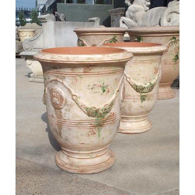 Pair of Distressed Handmade French Anduze Pots in Traditional Finish For Sale - Image 12 of 16