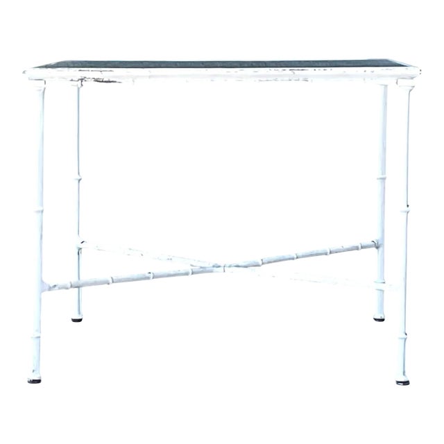 Vintage Brown Jordan “Calcutta” Metal and Glass Patio Side Table For Sale