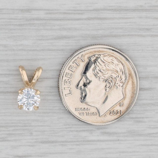 2020s 0.42ct Round Diamond Solitaire Pendant 14k Yellow Gold Small Drop For Sale - Image 5 of 5
