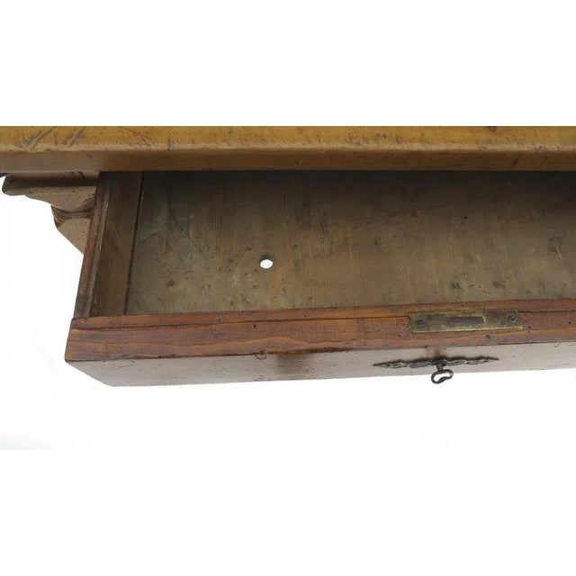 Wood European Stretcher Base Provincial One Drawer Table For Sale - Image 7 of 10