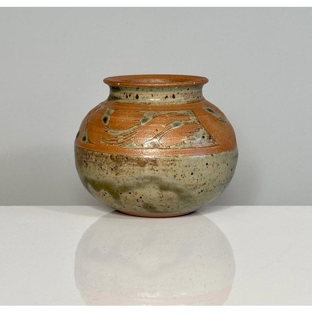 1960s Vintage Studio Ceramic Art Vase Glazed with Abstract Decor, 1960s For Sale - Image 5 of 11