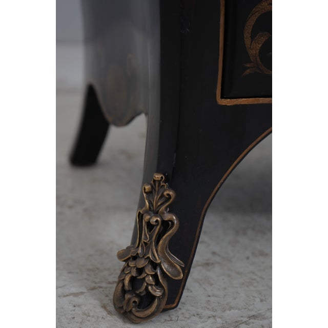 Harden Black Lacquer Chinoiserie Bombe Commode For Sale - Image 16 of 18