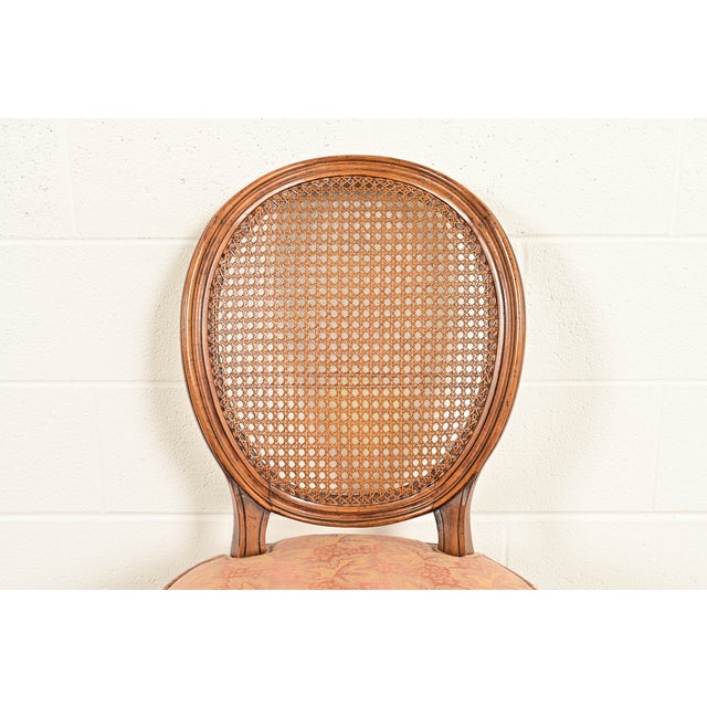 Karges French Regency Louis XVI Carved Walnut Cane Back Side Chairs or Dining Chairs, Pair For Sale In South Bend - Image 6 of 13