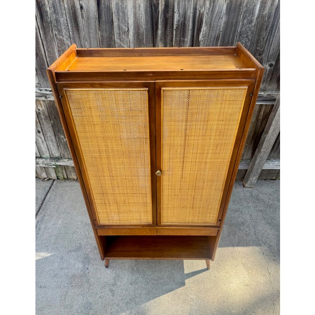 Drexel Drexel Declaration Walnut and Cane Cabinet For Sale - Image 4 of 11