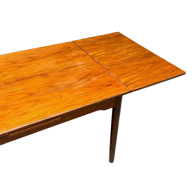Vintage Danish Teak Draw Leaf Mid Century Modern Dining Table For Sale - Image 4 of 13