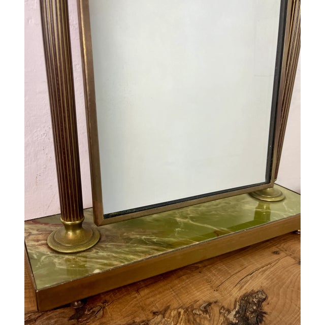 Mid-Century Art Deco Style Brass and Onyx Dressing Table Mirror, 1950s For Sale - Image 9 of 12