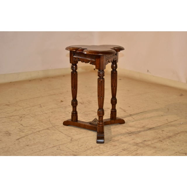 19th Century English Clover Top Oak Side Table For Sale In Greensboro - Image 6 of 13