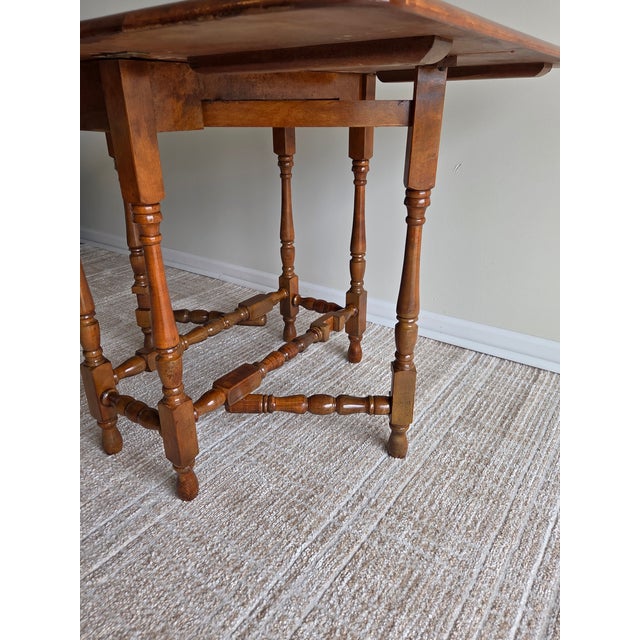 Brown Jacobean Revival Style Elm Finish Gate Leg Table, Early to Mid-20th Century For Sale - Image 8 of 9