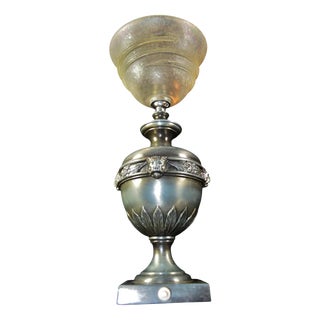 Art Deco French Amphora Table Lamp with Opaline Glass Globe attributed to Brandt, 1930s For Sale