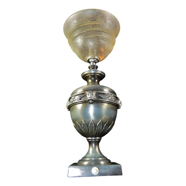 Art Deco French Amphora Table Lamp with Opaline Glass Globe attributed to Brandt, 1930s For Sale