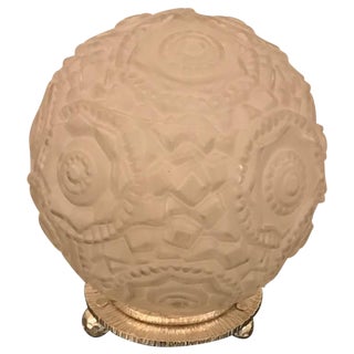French Art Deco Round Geometric Table Lamp by Sabino For Sale
