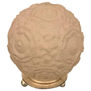 French Art Deco Round Geometric Table Lamp by Sabino