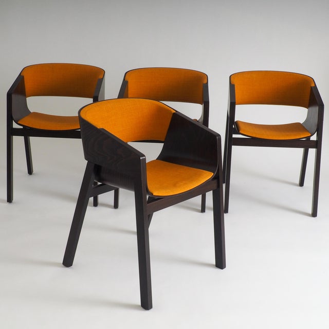Elevate your dining room or office space with this striking set of four Merano armchairs designed by Alexander Gufler for...