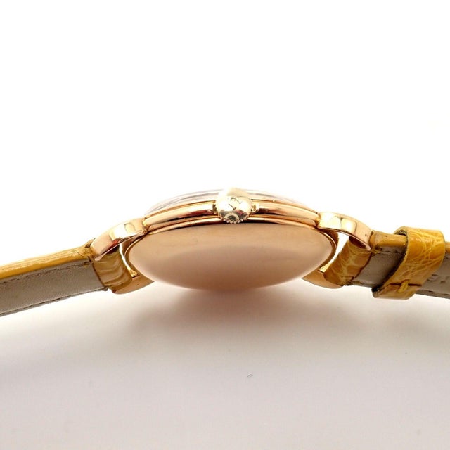 Movado 18k Yellow Gold Automatic Bumper Yellow Alligator Band Watch R8405 For Sale In Philadelphia - Image 6 of 8