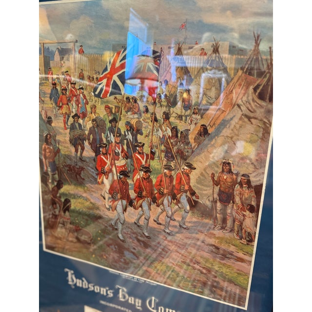 Rare 1956 Hudson’s Bay Company Calendar Framed Canadian Historical Print For Sale - Image 6 of 7