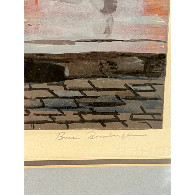 Blue Bruce Bomberger Paris Sacre Coeur Montmartre Signed and Numbered 1979 Framed Matted Lithograph For Sale - Image 8 of 10