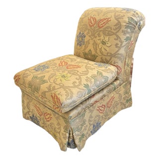 Vintage Gold Upholstered Slipper Chair For Sale