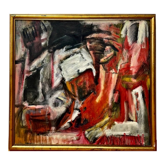 Abraham Elterman, "Maine Farmer" Abstract in Red, Black & White For Sale