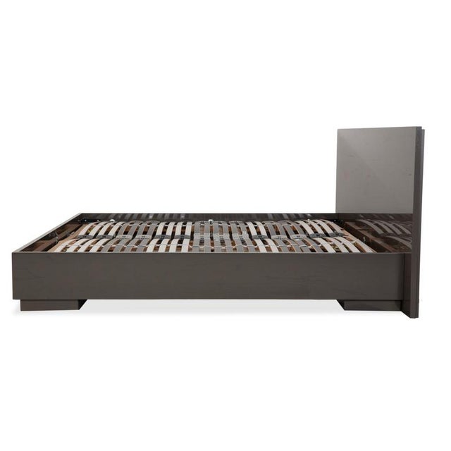 Wooden Bed in Grey Taupe High Gloss from Lübke For Sale - Image 15 of 16