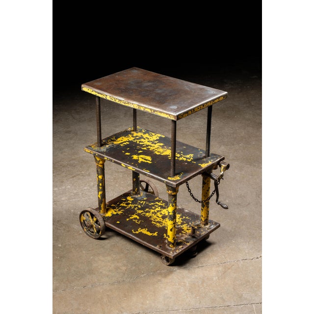 Industrial Vintage Industrial Steel Rolling Die Cart For Sale - Image 3 of 13